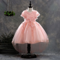 Trendy Elegant Embroidery Floral Neck Crystal white flower girl dresses With Bow